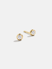18K Gold Birthstone Stud Earrings - Crystal