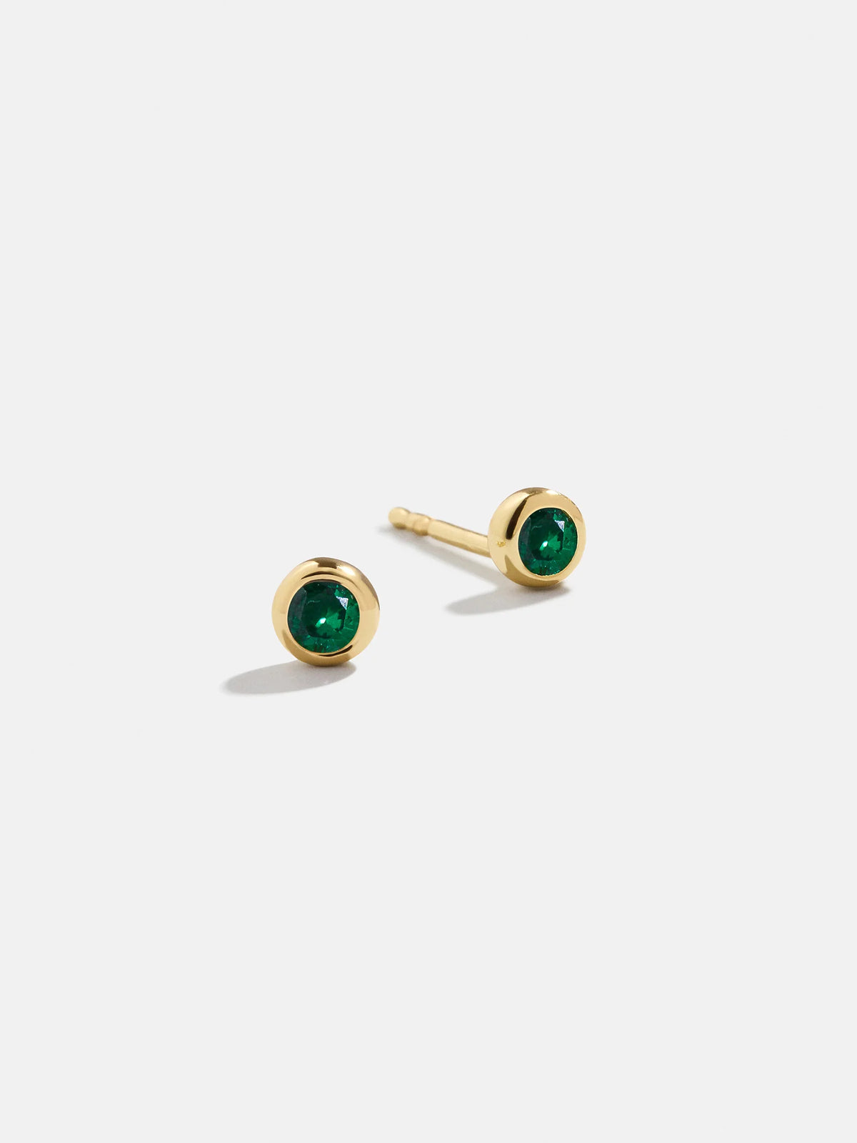 18K Gold Birthstone Stud Earrings - Emerald