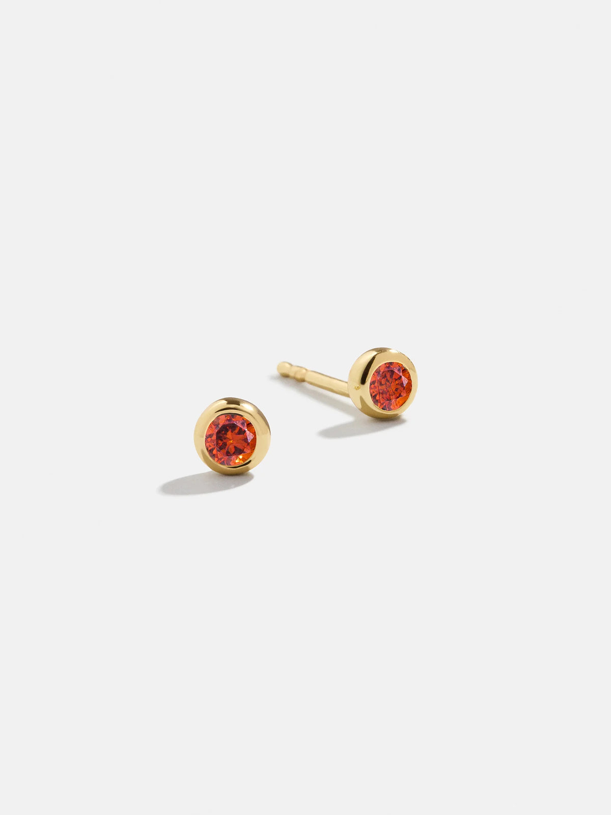 18K Gold Birthstone Stud Earrings - Garnet