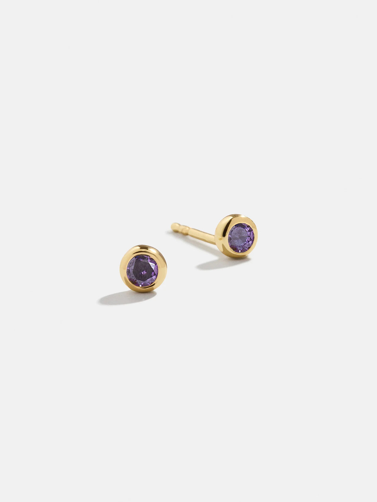 18K Gold Birthstone Stud Earrings - Light Amethyst