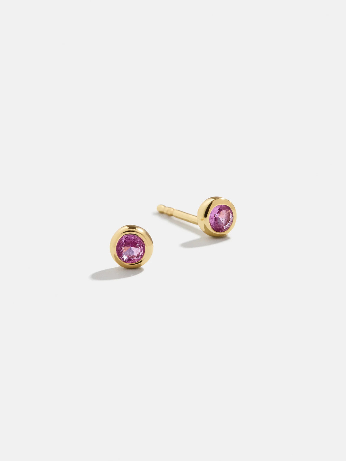 18K Gold Birthstone Stud Earrings - Rose