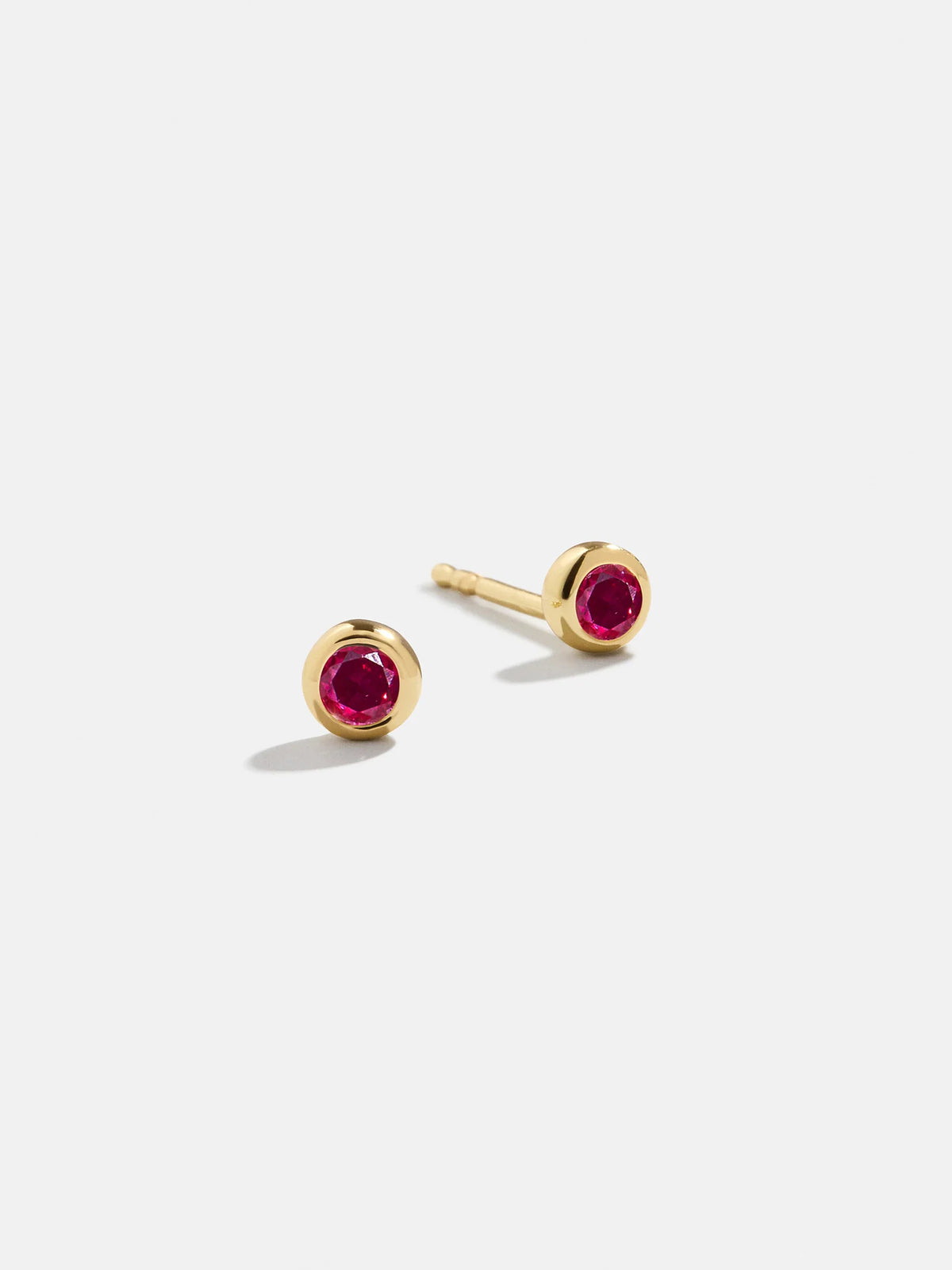 18K Gold Birthstone Stud Earrings - Ruby