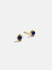 18K Gold Birthstone Stud Earrings - Sapphire