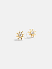 18K Gold Celestial Delicate Stud - Sun