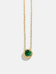 18K Gold Birthstone Pendant Necklace - Emerald