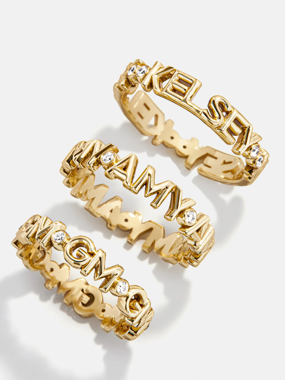 18K Gold Custom Nameplate Ring - 18K Gold. Pavé Cubic Zirconia Stones