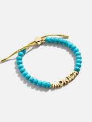 Turquoise Custom Nameplate Bracelet - Gold/Turquoise