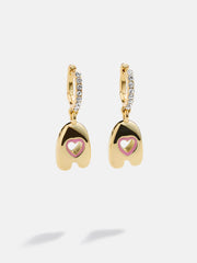 Kids' Initial Earrings - Gold/Pink