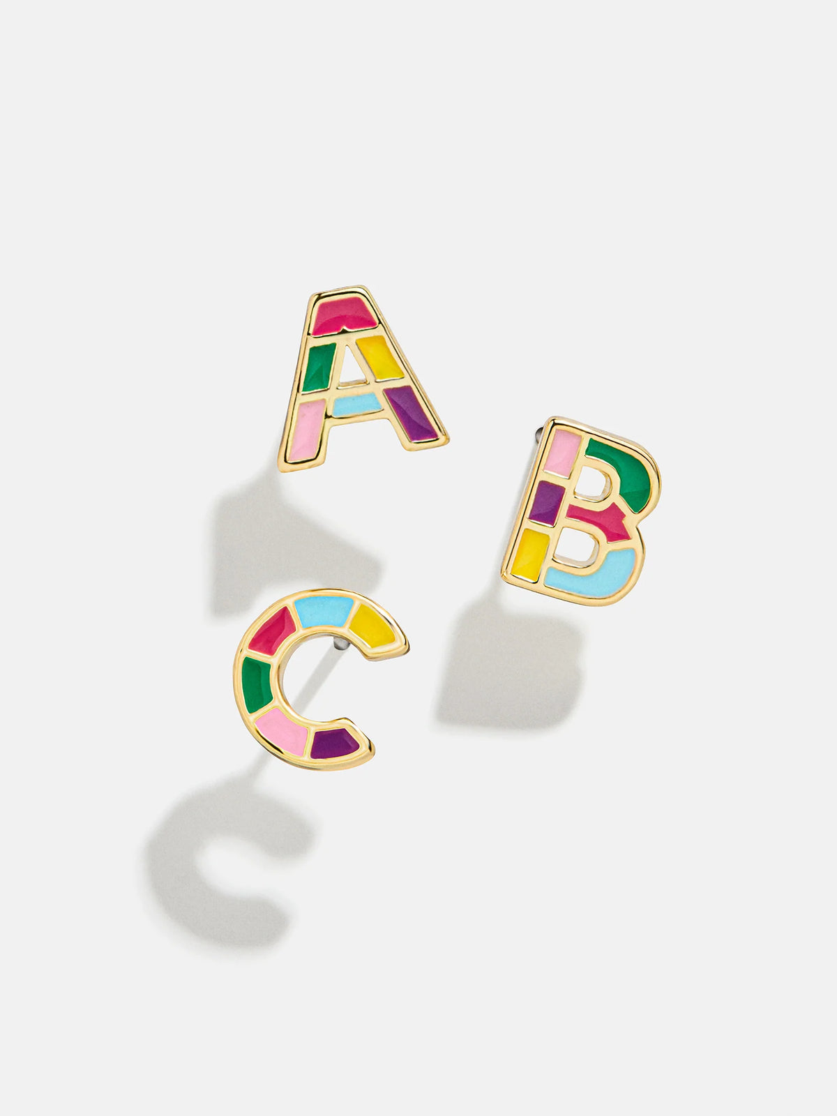 Kids' Rainbow Initial Earrings - Gold/Multi