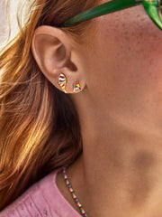 Kids' Rainbow Initial Earrings - Gold/Multi