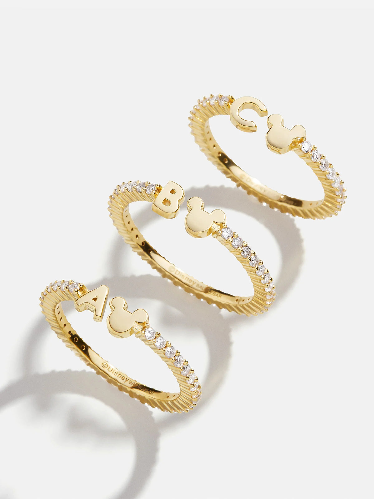 Disney Mickey Mouse 18K Gold Plated Sterling Silver Custom Ring - Gold/Pavé