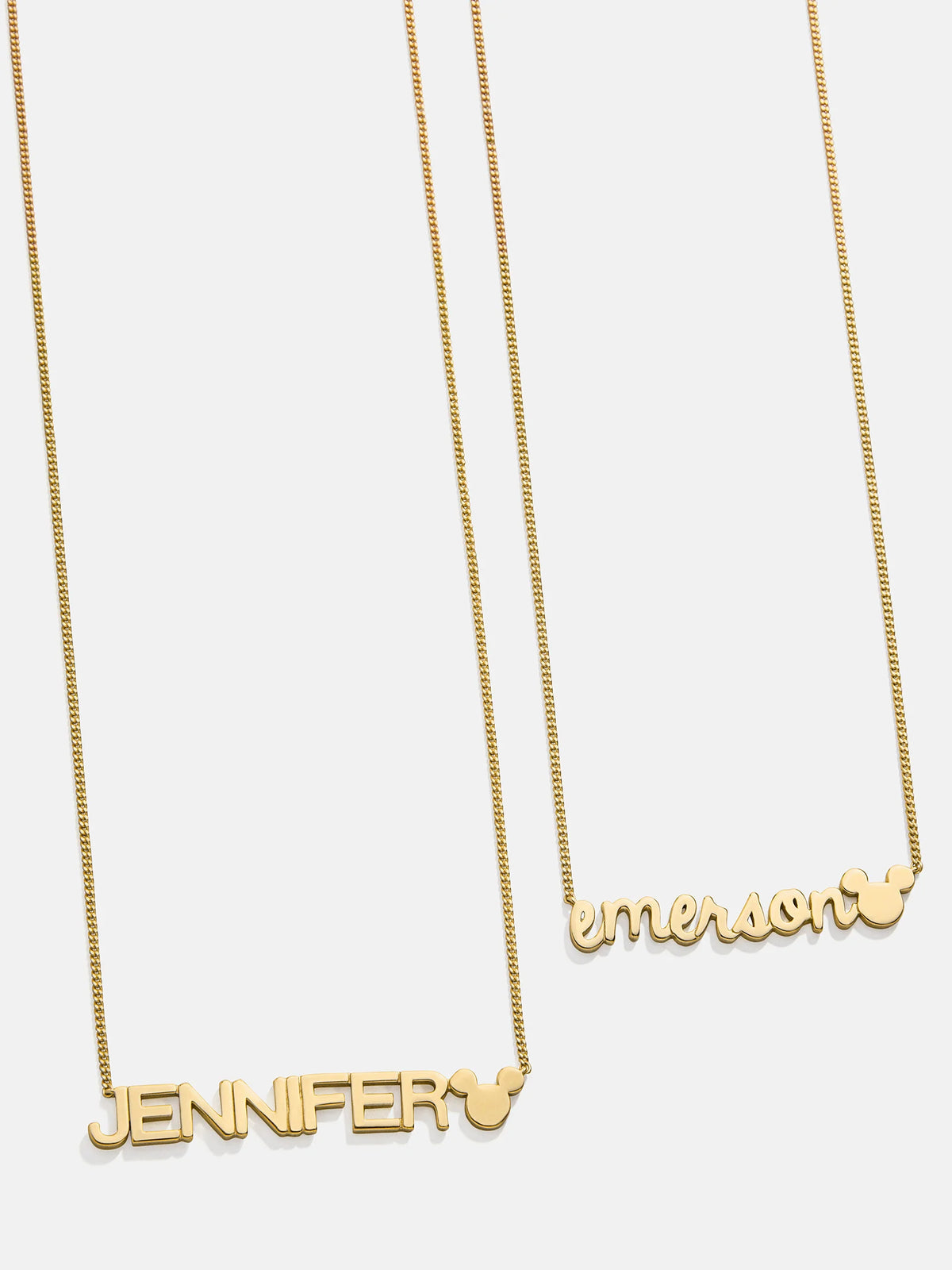 Disney Mickey Mouse 18K Gold Plated Sterling Silver Custom Nameplate Necklace - Gold/Pavé