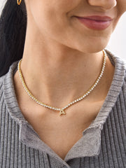 Initial Tennis Necklace - Gold/Pavé