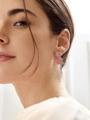 Harley Statement Earrings - Double Pink Pavé Heart Earrings