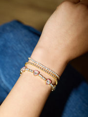Daphne Tennis Bracelet - Gold/Pink