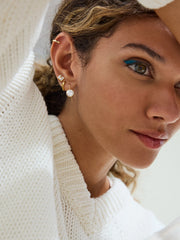 Reina 18K Gold Stud Earrings - Gold/Pavé