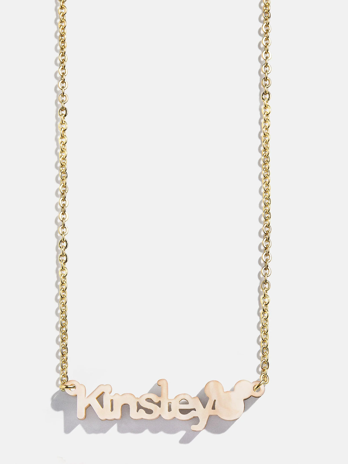 Disney Mickey Mouse Acrylic Custom Nameplate Necklace - Blonde Marble