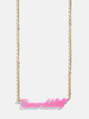 Disney Mickey Mouse Acrylic Custom Nameplate Necklace - Translucent Magenta