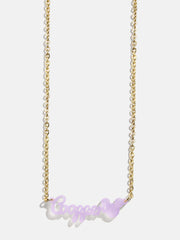 Disney Mickey Mouse Acrylic Custom Nameplate Necklace - Translucent Purple