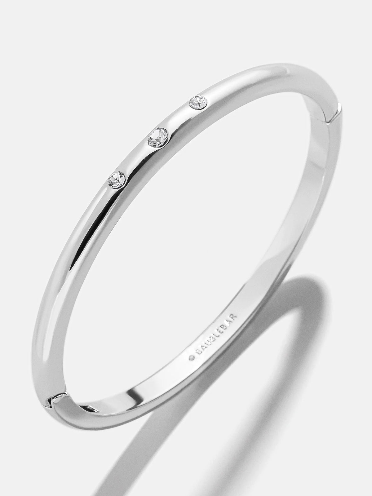 Nadia Classic Hinge Bangle - Classic Thin Silver Triple Bezel