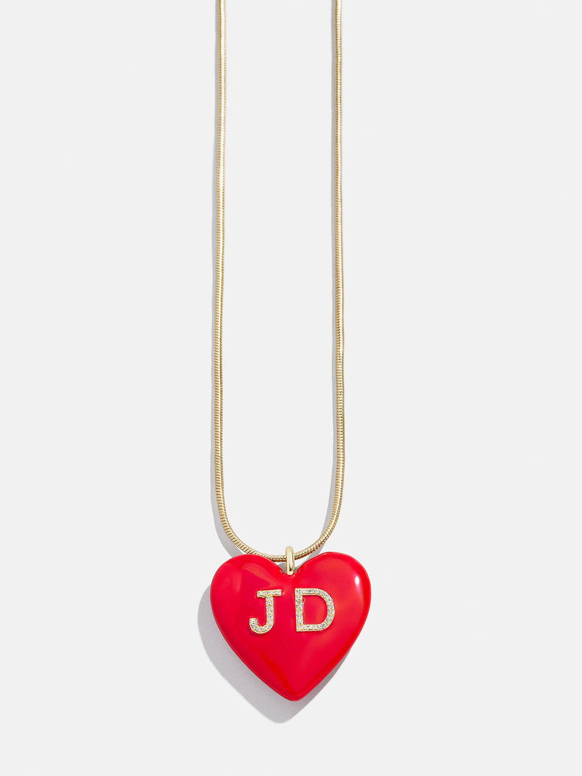 Millie Bubble Heart Custom Initial Necklace - Red