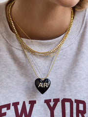 Millie Bubble Heart Custom Initial Necklace - Black