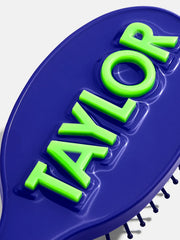 Mini Block Font Custom Hair Brush - Navy/Green