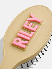 Mini Block Font Custom Hair Brush - Beige/Pink