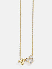 Disney Mickey Mouse Initial Necklace - Gold/Pavé