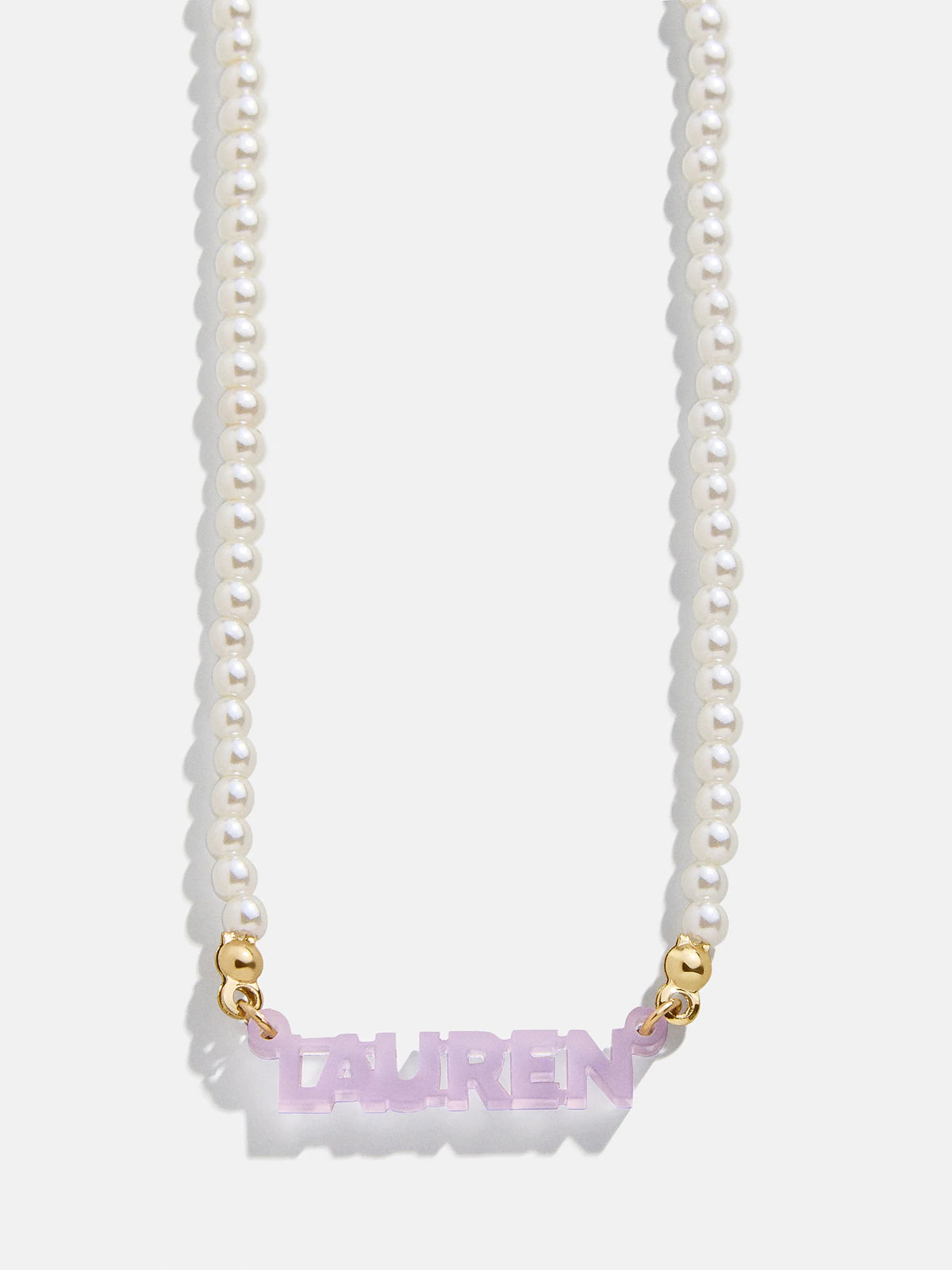 Beaded Kids' Custom Nameplate Necklace - Pearl