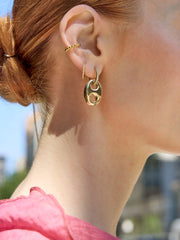 Thalia Huggie Earrings - Gold/Pavé
