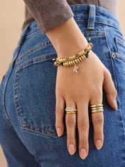 Natisha Initial Pull-Tie Bracelet - Gold/Black