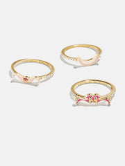 Disney Cheshire Cat Ring Set - Gold/Pink