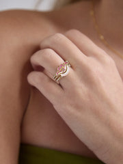 Disney Cheshire Cat Ring Set - Gold/Pink