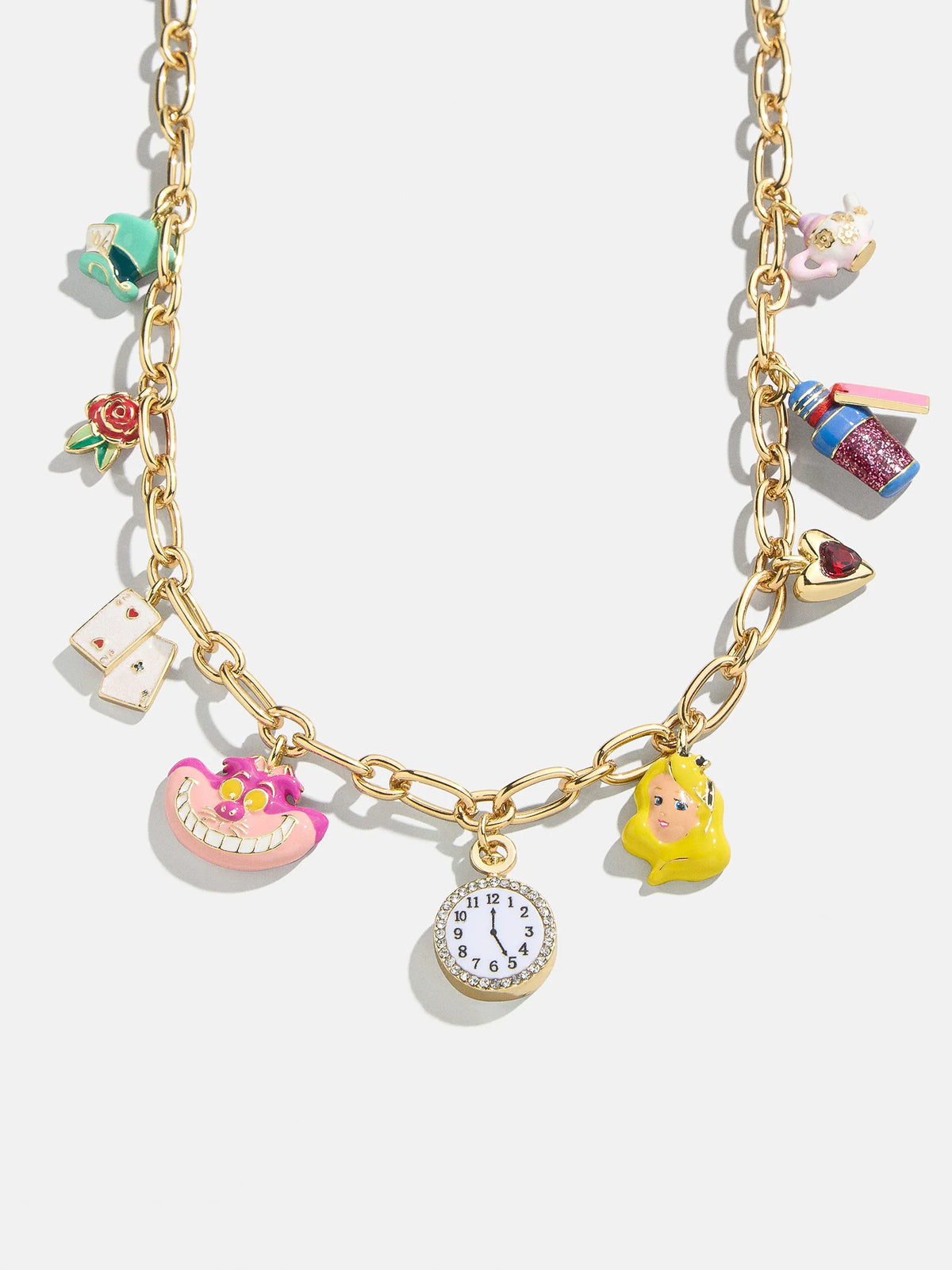Disney Alice in Wonderland Charm Necklace - Gold/Multi