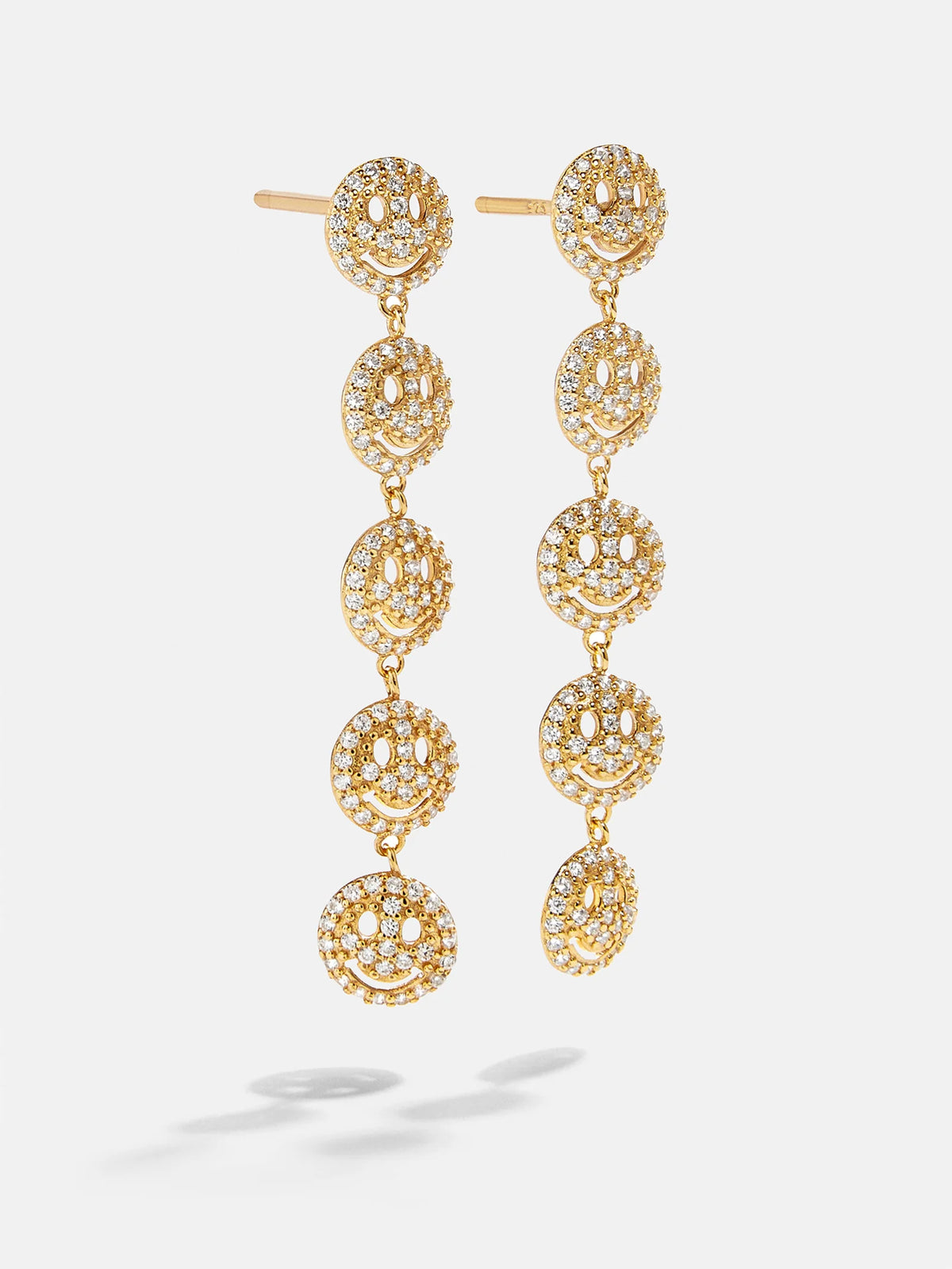 18K Gold Smiley Face Drop Earrings - Smiley