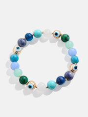 Evil Eye Semi-Precious Stretch Bracelet - Blue