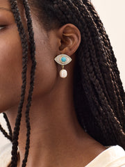 Frida Evil Eye Earrings - White/Blue
