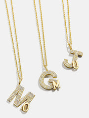 Pavé Double Initial Custom Necklace - Gold/Pavé