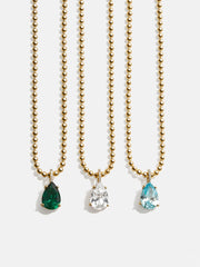 Esther 18K Gold Birthstone Necklace - Crystal