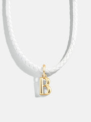 Leather Initial Necklace - White