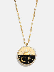 18K Gold Celestial Reversible Pendant Necklace - Black