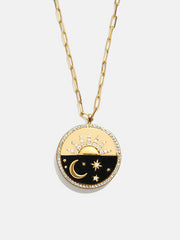 18K Gold Celestial Reversible Pendant Necklace - Black