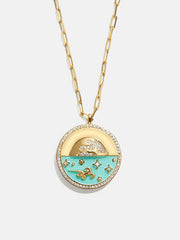 18K Gold Ocean Reversible Pendant Necklace - Aqua