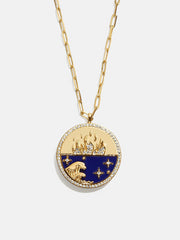 18K Gold Fire Reversible Pendant Necklace - Navy