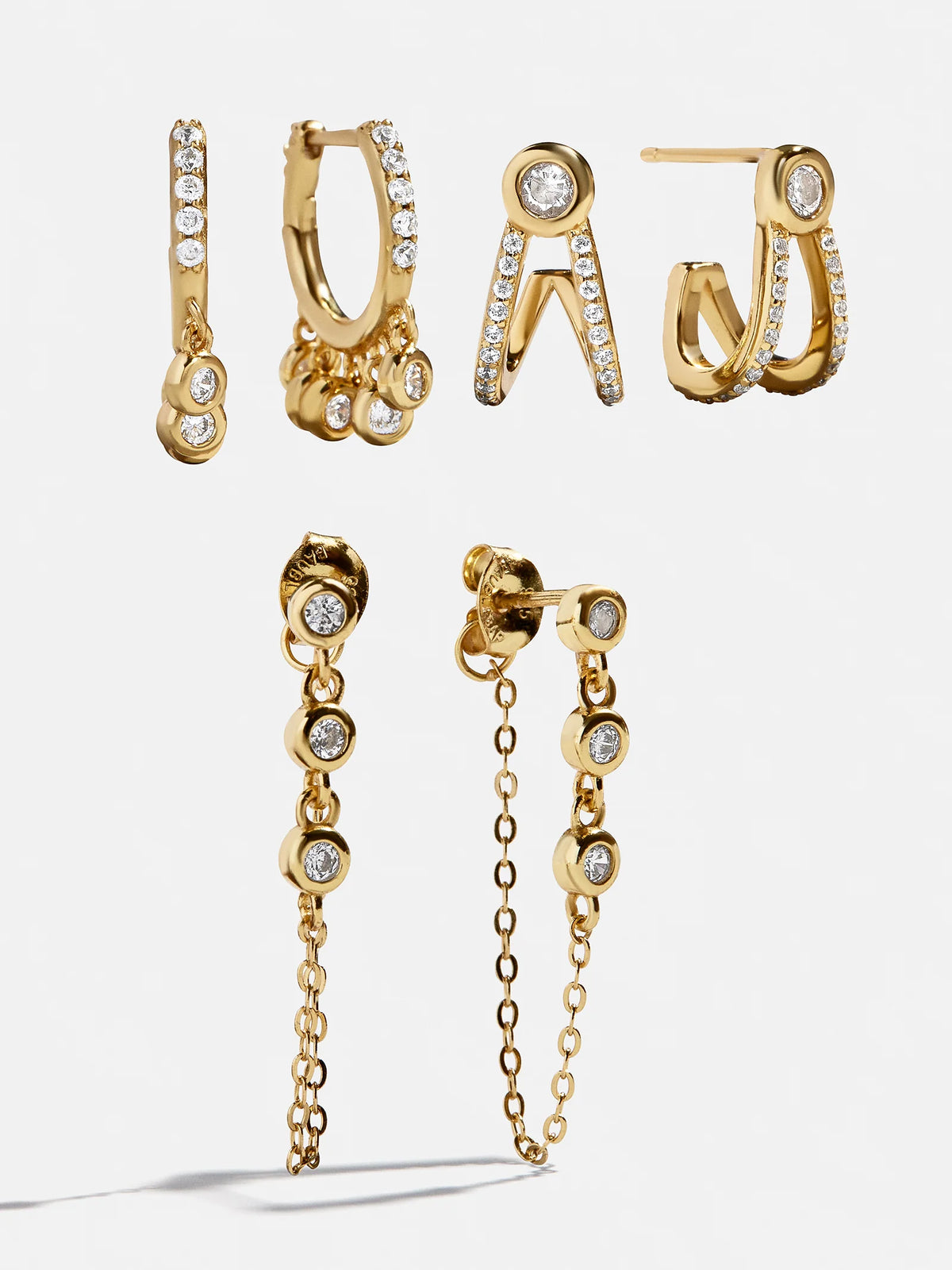 Heidi 18K Gold Earring Set - Gold/Pavé