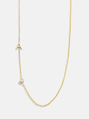 Maya Brenner Monogram Necklace with Diamond - Gold