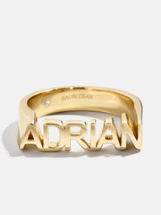 18K Gold Fineline Custom Nameplate Ring - Gold