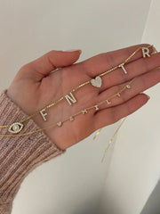 Mini 18K Gold Custom Icon Necklace - 18K Gold. Pavé Cubic Zirconia Stones