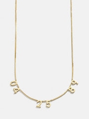18K Gold Spaced Number Custom Necklace - S